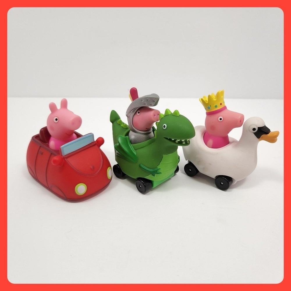 Peppa Pig Vehicle Toy Set Jazwares Car Dragon Swan Figure‎ Lot, set of 3